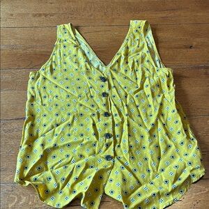LOFT Yellow Buttoned Sleeveless Tank Top